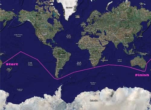 Jessica Watson planned route © SW